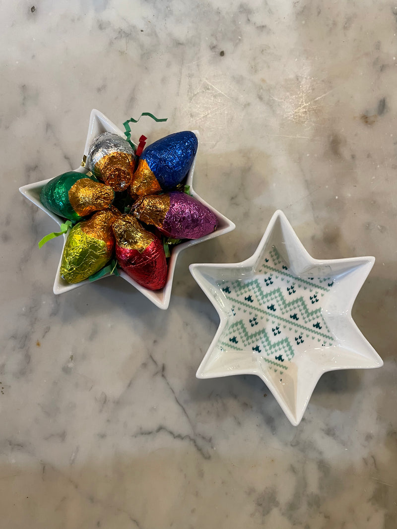 Star Dish filled with foil wrapped chocolates 