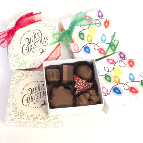 1/4 LB Assorted Chocolate Christmas Gift Box - Nandy's Candy1/4 LB Assorted Chocolate Christmas Gift Box