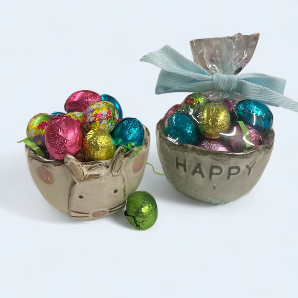 Bunny Ramekin with Foil Wrapped Chocolate Eggs