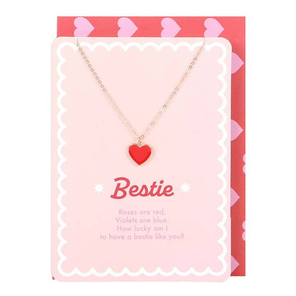 Bestie Enamel Heart Necklace Greeting Card - Nandy's CandyBestie Enamel Heart Necklace Greeting Card