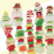 Christmas themed gummy candy kabobs - Nandy's CandyChristmas themed gummy candy kabobs