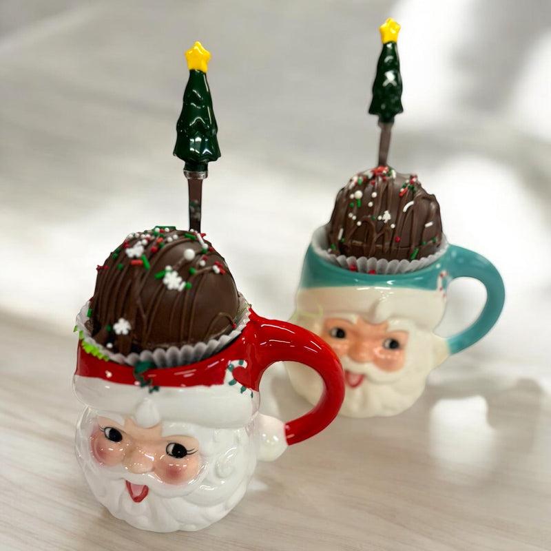 Santa Mug with Hot Cocoa Ball and Christmas Tree Stirrer - Nandy's CandySanta Mug with Hot Cocoa Ball and Christmas Tree Stirrer