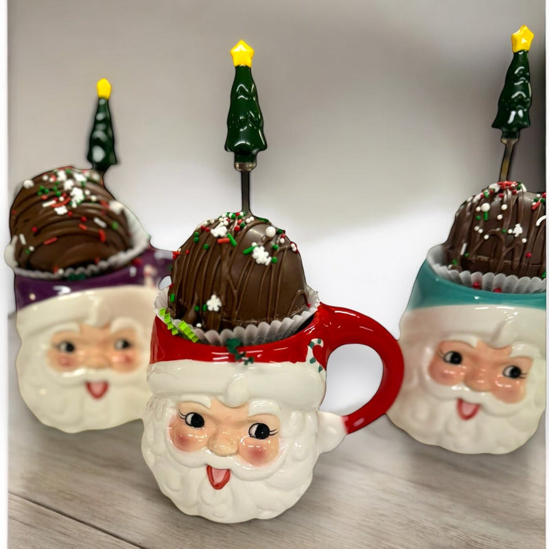 Santa Mug with Hot Cocoa Ball and Christmas Tree Stirrer - Nandy's CandySanta Mug with Hot Cocoa Ball and Christmas Tree Stirrer