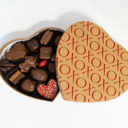 XOXO Kraft Heart Box with Assorted Chocolates - Nandy's CandyXOXO Kraft Heart Box with Assorted Chocolates