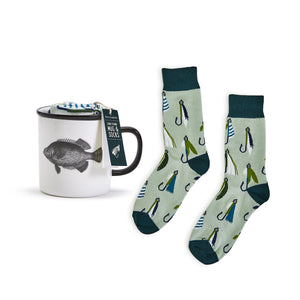 Gone Fishin' Mug,Pair of Socks and Chocolate Fishes Gift Set