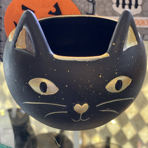 Black Ceramic Cat Bowl