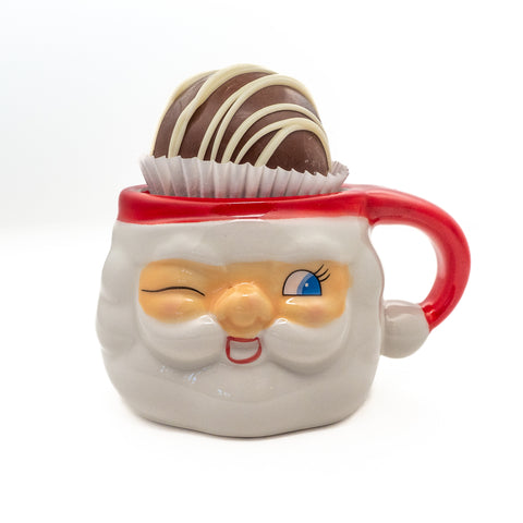 Retro Santa Mugs with Cocoa Ball