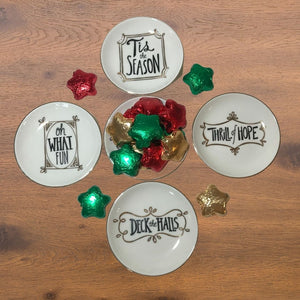 Glad Tidings Christmas Plates filled with Chocolates