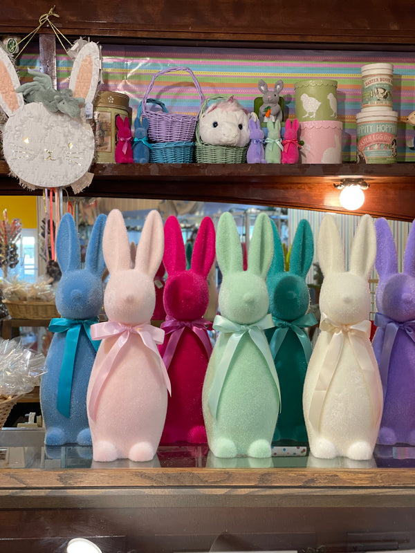 Flocked Button Nose Bunnies 16 in.