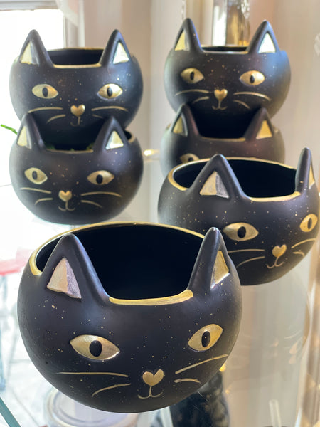 Black Ceramic Cat Bowl