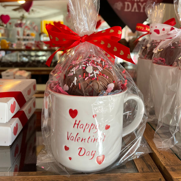 HVD mug with hot cocoa bomb