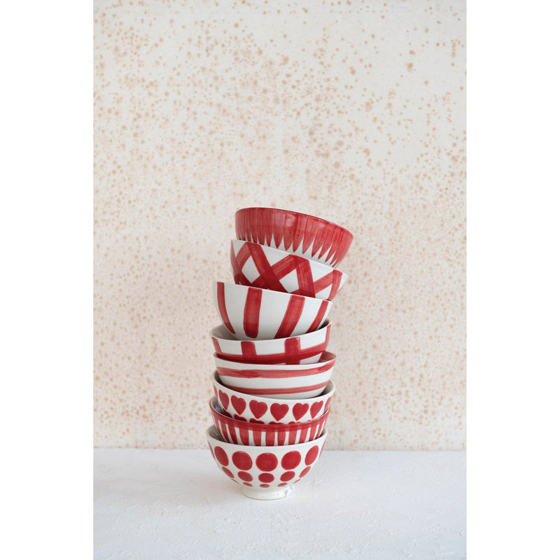 Red and White Stoneware Bowls - Nandy's CandyRed and White Stoneware Bowls