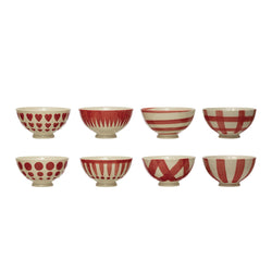 Red and White Stoneware Bowls - Nandy's CandyRed and White Stoneware Bowls