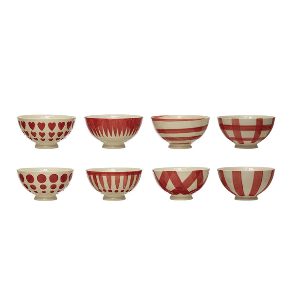 Red and White Stoneware Bowls - Nandy's CandyRed and White Stoneware Bowls